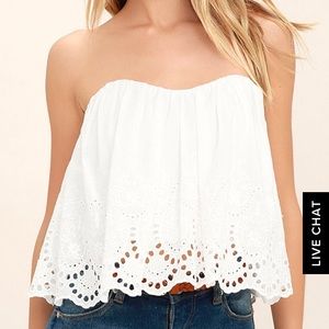 Strapless White Eyelet Top